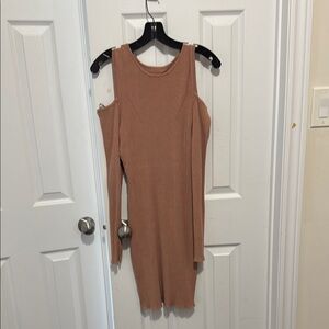 H&M Tan cold Shoulder Bodycon Dress